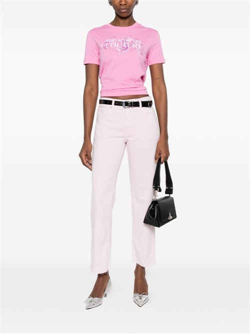 T-shirt donna maniche corte con stampa Versace jeans Couture | 80HAHE02CJ00E499